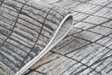 METZ 4204 Area Rug - Creme, Mocha, Beige Abstract Design, Charcoal Checker High-Low Pattern, 9' 8" X 13' (1 Unit)
