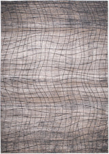 METZ 4204 Area Rug - Creme, Mocha, Beige Abstract Design, Charcoal Checker High-Low Pattern, 9' 8" X 13' (1 Unit)