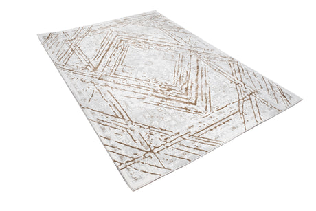 METZ 4206 Polyester Viscose Area Rug - Taupe Geometric Tone-To-Tone Mocha High-Low Pattern, 9' 8" X 13' (1 Rug)
