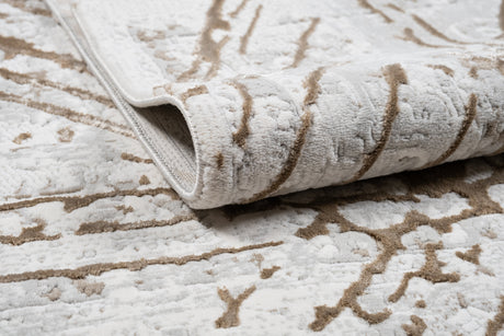 METZ 4206 Polyester Viscose Area Rug - Taupe Geometric Tone-To-Tone Mocha High-Low Pattern, 9' 8" X 13' (1 Rug)