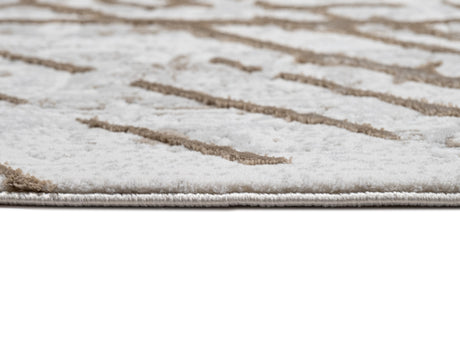 METZ 4206 Polyester Viscose Area Rug - Taupe Geometric Tone-To-Tone Mocha High-Low Pattern, 9' 8" X 13' (1 Rug)