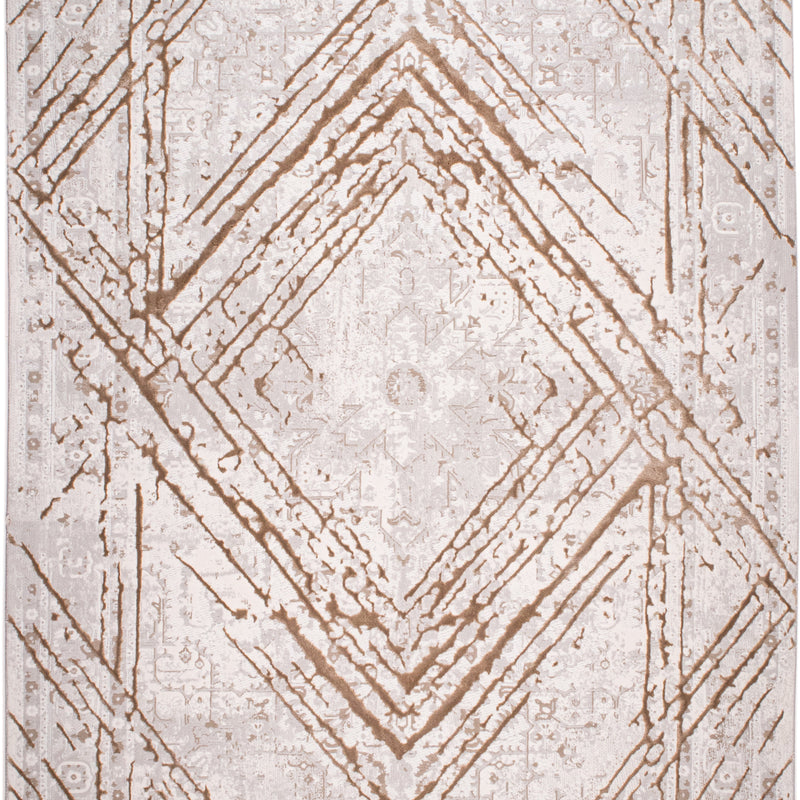 METZ 4206 Polyester Viscose Area Rug - Taupe Geometric Tone-To-Tone Mocha High-Low Pattern, 9' 8" X 13' (1 Rug)