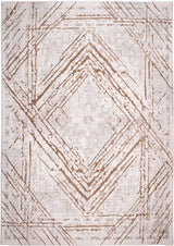 METZ 4206 Polyester Viscose Area Rug - Taupe Geometric Tone-To-Tone Mocha High-Low Pattern, 9' 8" X 13' (1 Rug)