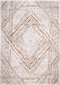 METZ 4206 Polyester Viscose Area Rug - Taupe Geometric Tone-To-Tone Mocha High-Low Pattern, 9' 8" X 13' (1 Rug)