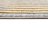 METZ 4207 Polyester Viscose Fabric - Abstract Crème Beige, Gold Bronze Geometrical Double Stacked Square High-Low Design, 9' 8" X 13' (1 Unit)