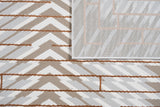 METZ 4208 Polyester Viscose Area Rug - Crème, Mocha, Taupe, Brick Abstract Geometric High-Low Design, 9' 8" X 13' (1 Rug)
