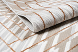 METZ 4208 Polyester Viscose Area Rug - Crème, Mocha, Taupe, Brick Abstract Geometric High-Low Design, 9' 8" X 13' (1 Rug)