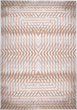 METZ 4208 Polyester Viscose Area Rug - Crème, Mocha, Taupe, Brick Abstract Geometric High-Low Design, 9' 8" X 13' (1 Rug)