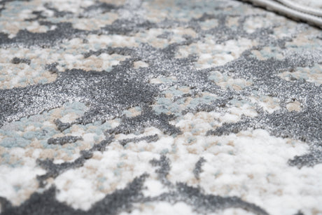 METZ 4209 Polyester Viscose Area Rug - Crème Tone-To-Tone, Charcoal, Silver Gray, Teal, Warm Mocha High-Low Detail, 9' 8" X 13' (1 Rug)