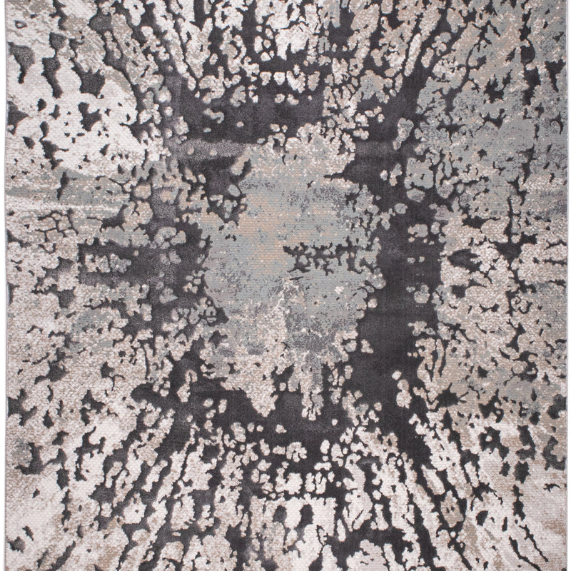 METZ 4209 Polyester Viscose Area Rug - Crème Tone-To-Tone, Charcoal, Silver Gray, Teal, Warm Mocha High-Low Detail, 9' 8" X 13' (1 Rug)
