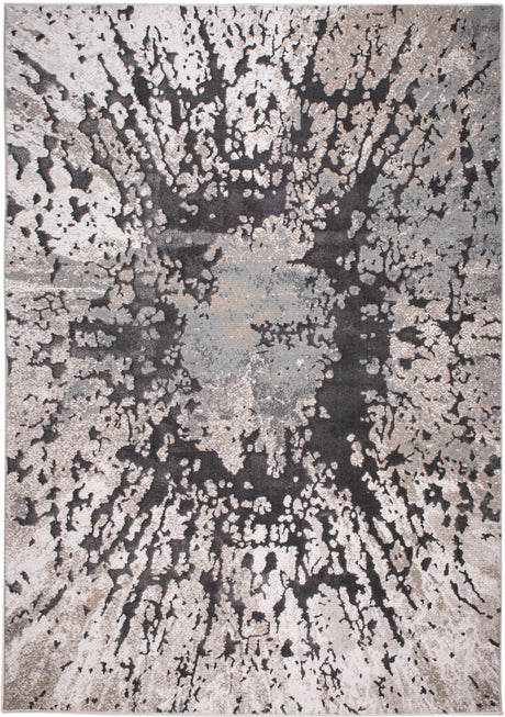 METZ 4209 Polyester Viscose Area Rug - Crème Tone-To-Tone, Charcoal, Silver Gray, Teal, Warm Mocha High-Low Detail, 9' 8" X 13' (1 Rug)