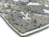 METZ 4210 Area Rug Fabric - Crème, Marbled Charcoal And Grey Abstract, Gold Tone-On-Tone High-Low Design, 7' 8" X 10' 5" (1 Rug)