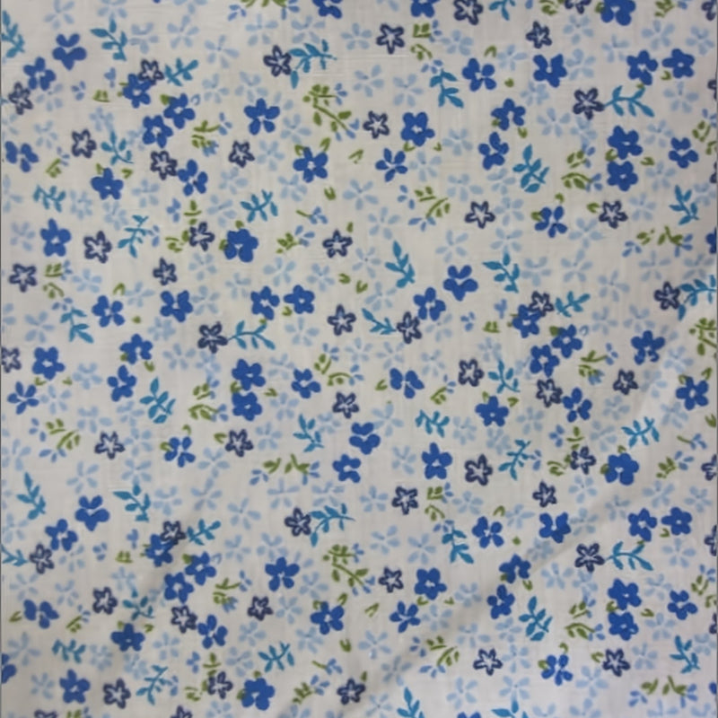 Mini Flower Blue Poly Cotton Fabric