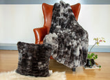 Braided Look Fluffy Soft Faux Fur Fabric - Gray White Braided Look, 104" X 93" (Cal King/Eastern King)