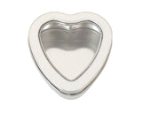 2.5" Silver Heart Shape Windowed Square Candy Tin Can - Pack of 12