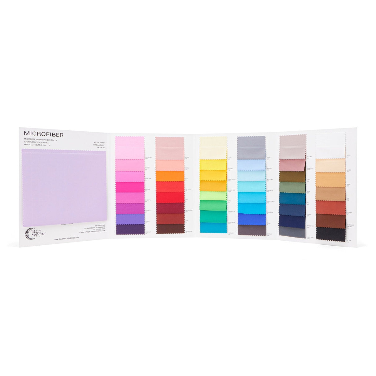 Microfiber Nylon Spandex Fabric - Color Card Swatches, Multiple Colors (1 Card)