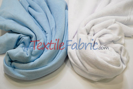Microfiber Towel Fabric - 80% Polyester 20% Polyamide, Ultra-Soft, Absorbent, White, Baby Blue, 60" Width (By The Yard)