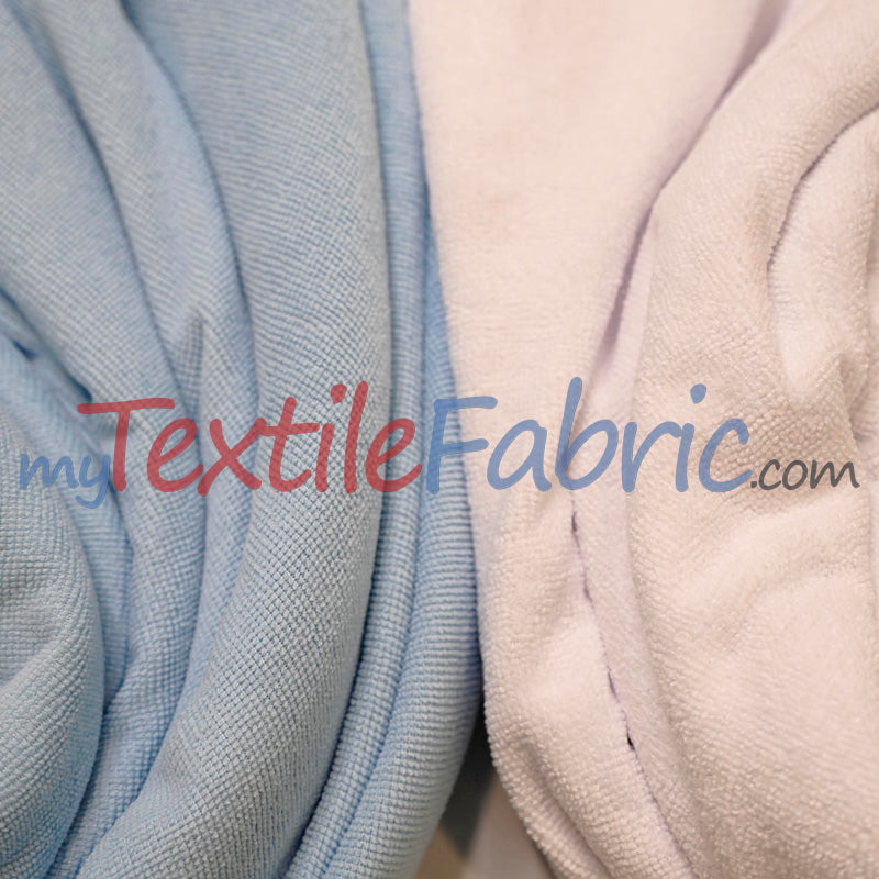 Microfiber Towel Fabric - 80% Polyester 20% Polyamide, Ultra-Soft, Absorbent, White, Baby Blue, 60" Width (By The Yard)