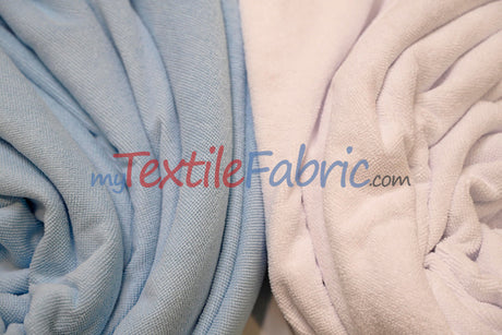 Microfiber Towel Fabric - 80% Polyester 20% Polyamide, Ultra-Soft, Absorbent, White, Baby Blue, 60" Width (By The Yard)
