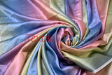 Rainbow Charmeuse Satin Fabric - Multi Color Ombre, 58/60" Width (1 Yard)