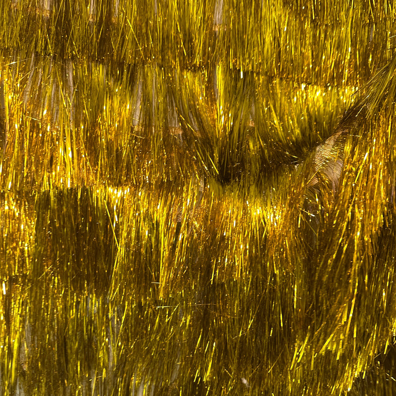 Metallic Fringe Mesh Fabric Yellow Gold