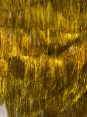 Metallic Fringe Mesh Fabric Yellow Gold