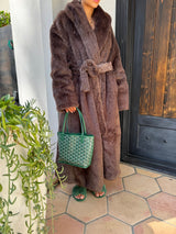 Elegant Luxurious Soft Faux Mink Robe - Brown Faux Mink Fabric, Brown, Unisex, S/M-L/XL (2 Sizes)