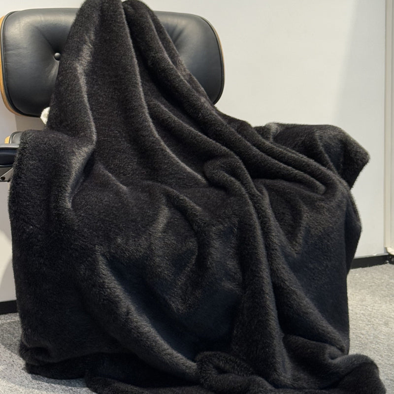 Minko 11 Faux Mink Fabric - Black, Crystal Velvet Backing, 50" X 60" Throw (1 Throw)