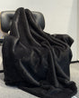 Minko 11 Faux Mink Fabric - Black, Crystal Velvet Backing, 50" X 60" Throw (1 Throw)