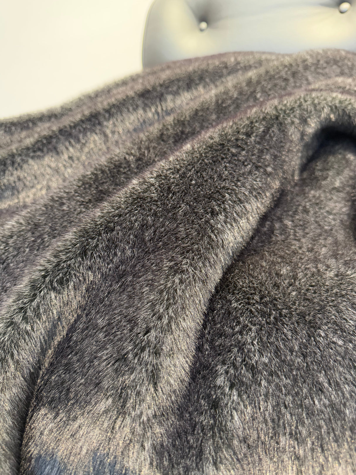 Minko 11 Faux Mink Fabric - Black, Crystal Velvet Backing, 50" X 60" Throw (1 Throw)