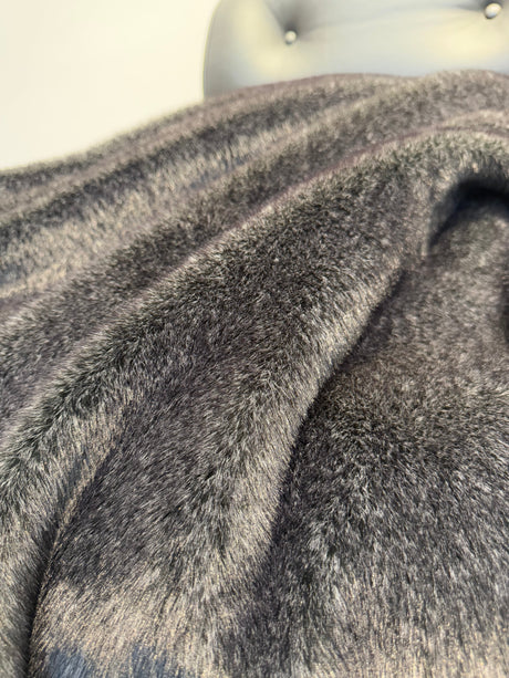 Minko 11 Faux Mink Fabric - Black, Crystal Velvet Backing, 50" X 60" Throw (1 Throw)