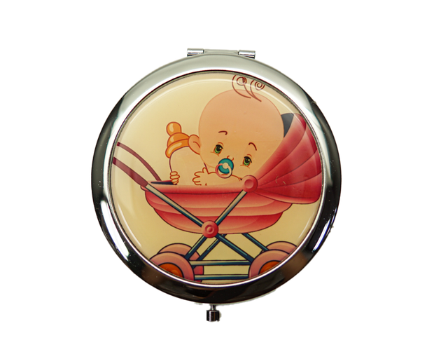 3"� Baby Shower Compact Mirror - 12 Compact Hand Mirrors