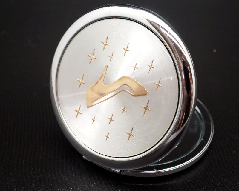 Gold Cinderella Slipper Compact Mirror – Pack of 12 Mis Quince Compact Hand Mirrors