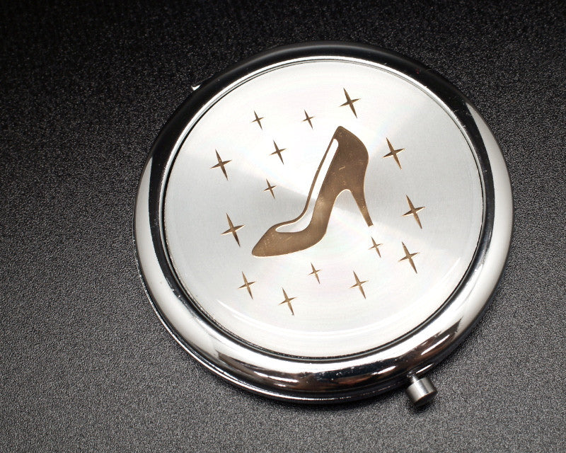 Gold Cinderella Slipper Compact Mirror – Pack of 12 Mis Quince Compact Hand Mirrors