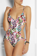 Swim Knit Poly Spandex Fluorescent Triangles Animal Print