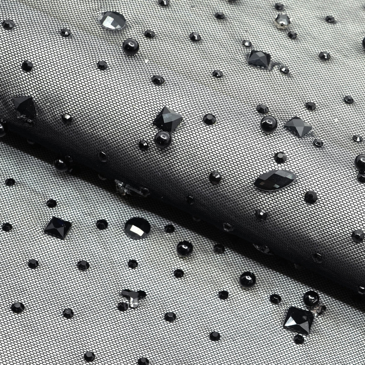 Rhinestone Stretch Mesh Fabric