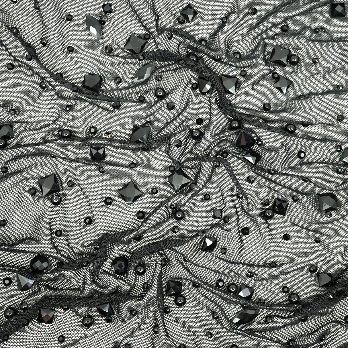 Rhinestone Stretch Mesh Fabric