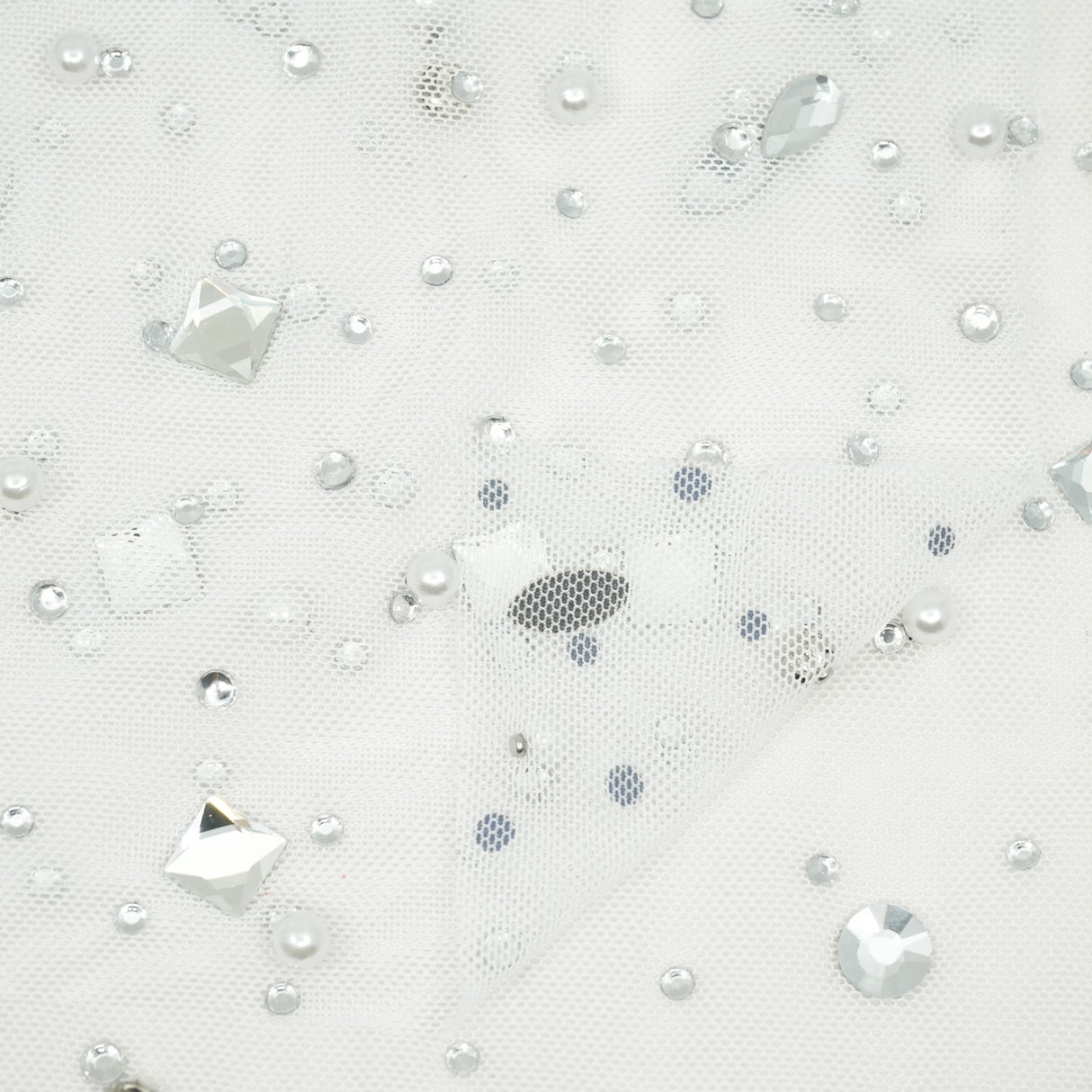 Rhinestone Stretch Mesh Fabric