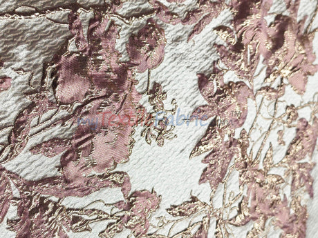 Bubble Metallic Jacquard Fabric - Mauve Abstract Floral, 54" Width