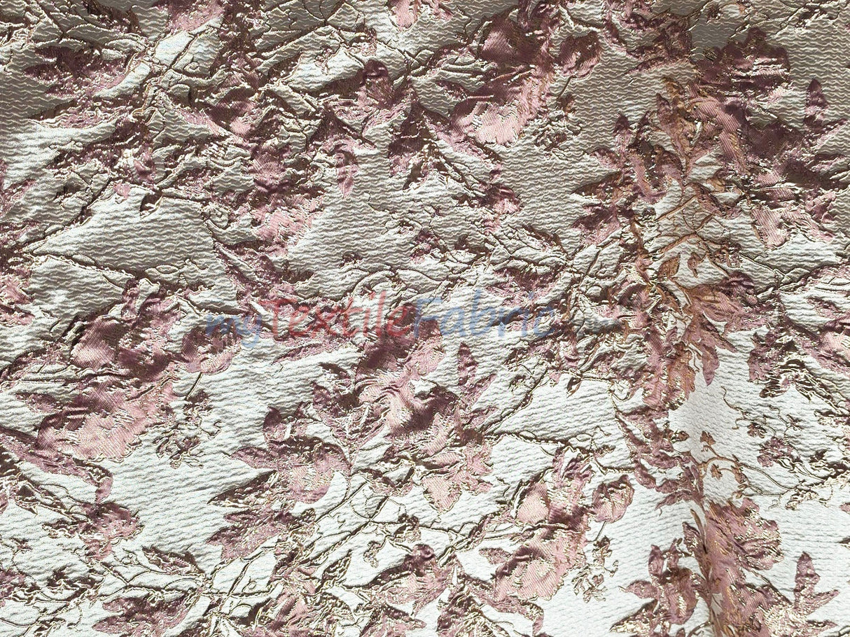 Bubble Metallic Jacquard Fabric - Mauve Abstract Floral, 54" Width