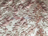 Bubble Metallic Jacquard Fabric - Mauve Abstract Floral, 54" Width