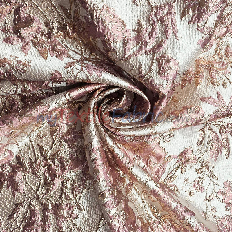 Bubble Metallic Jacquard Fabric - Mauve Abstract Floral, 54" Width