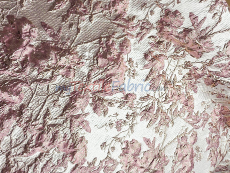 Bubble Metallic Jacquard Fabric - Mauve Abstract Floral, 54" Width