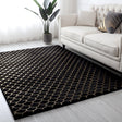 Enchanting Black Mermaid Half Moon Faux Fur Rug - Shimmery Golden Metallic, Black Moon (7'6" X 10'3")