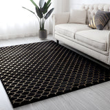 Enchanting Black Mermaid Half Moon Faux Fur Rug - Shimmery Golden Metallic, Black Moon (7'6" X 10'3")