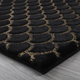 Enchanting Black Mermaid Half Moon Faux Fur Rug - Shimmery Golden Metallic, Black Moon (7'6" X 10'3")