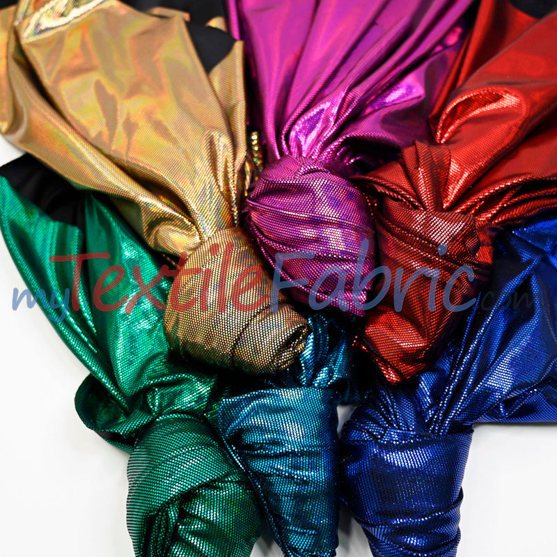 Moonlight Hologram Spandex Fabric - 4 Way Stretch, Holographic Foil Finish, 58/60" Width, Multiple Colors (1 Yard)