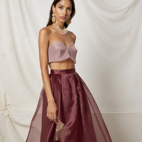 Satin-Faced Polyester Organza - Burgundy - Ardea Collection by Mood