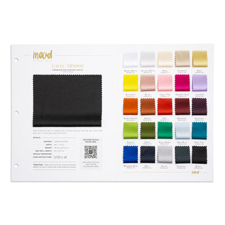 Color Card - Gavia Premium Polyester Satin Collection - 8.5" x 11", 3-Hole