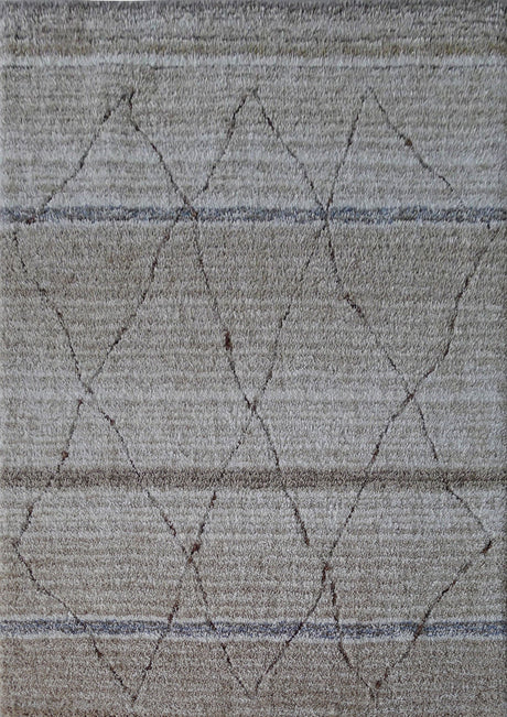 Moroccan Shag Area Rug - Polyester Fabric, Blue/Natural Color Fade, Hand Tufted Hand Carved, 5' X 7' (1 Rug)